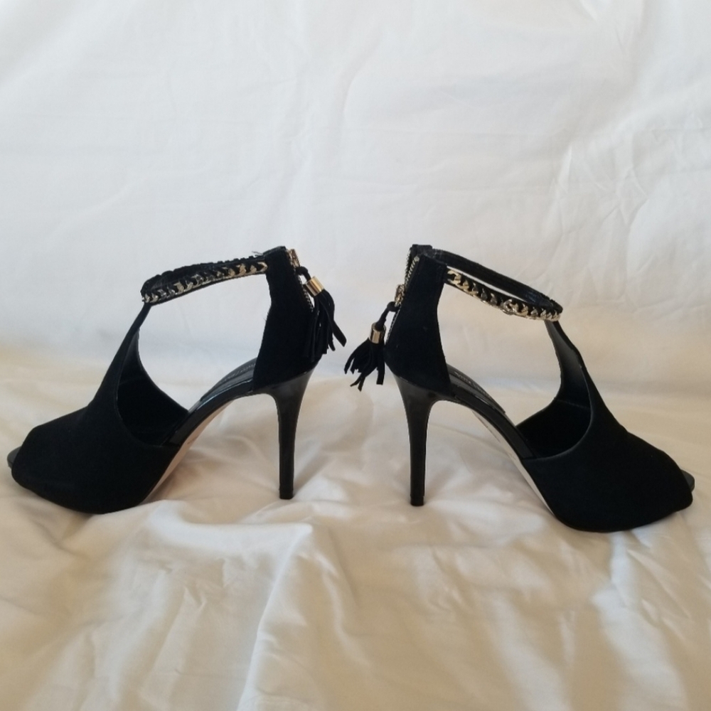 WHBM White House Black Market Adonia Black Peep Toe Stiletto Heels Boot 6.5 EUC - Picture 3 of 10